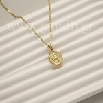 Ατσάλινο κολιέ με κρεμαστό ανάγλυφο λουλούδι