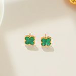 Χρυσά σκουλαρίκια σταυρός πράσινα