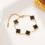 Βραχιόλι χρυσό 5 σταυροί σε μαύρο