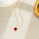 Χρυσό κολιέ σταυρός κόκκινο