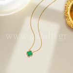 Χρυσό κολιέ σταυρός πράσινο