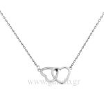 Κολιέ ασημί με καρδούλες