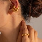 Σκουλαρίκι Ear Cuff μπίλιες χρυσό