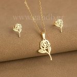 Σετ κολιέ και σκουλαρίκια τριαντάφυλλο