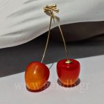 Σκουλαρίκια κρεμαστά κεράσια μικρά δίχρωμα