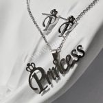 Σετ κολιέ και σκουλαρίκια Princess ασημί