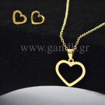 Σετ κολιέ και σκουλαρίκια Καρδιά σε χρυσό