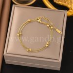 Βραχιόλι χρυσό διπλή αλυσίδα με μπίλιες