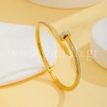 Ατσάλινο Βραχιόλι Καρφί με στρας σε χρυσό