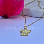 Ατσάλινο χειροποίητο κολιέ αγγελάκι σε χρυσό