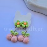 Παιδικά σκουλαρίκια με κλιπ κεράσι ροζ