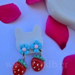 Παιδικά σκουλαρίκια με κλιπ φράουλα κόκκινη