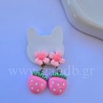 Παιδικά σκουλαρίκια με κλιπ φράουλα ροζ
