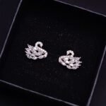 Ασημένια 925 Σκουλαρίκια Κύκνοι Καρφωτά