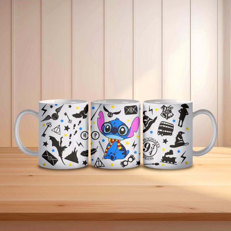 Λευκή Κεραμική Κούπα 350ml με σχέδιο Stitch εμπνευσμένο από τον Harry Potter