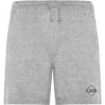 Unisex Γκρι σορτσάκι G&B με κορδόνι και λογότυπο, κατάλληλο για χαλαρές και σπορ στιγμές.