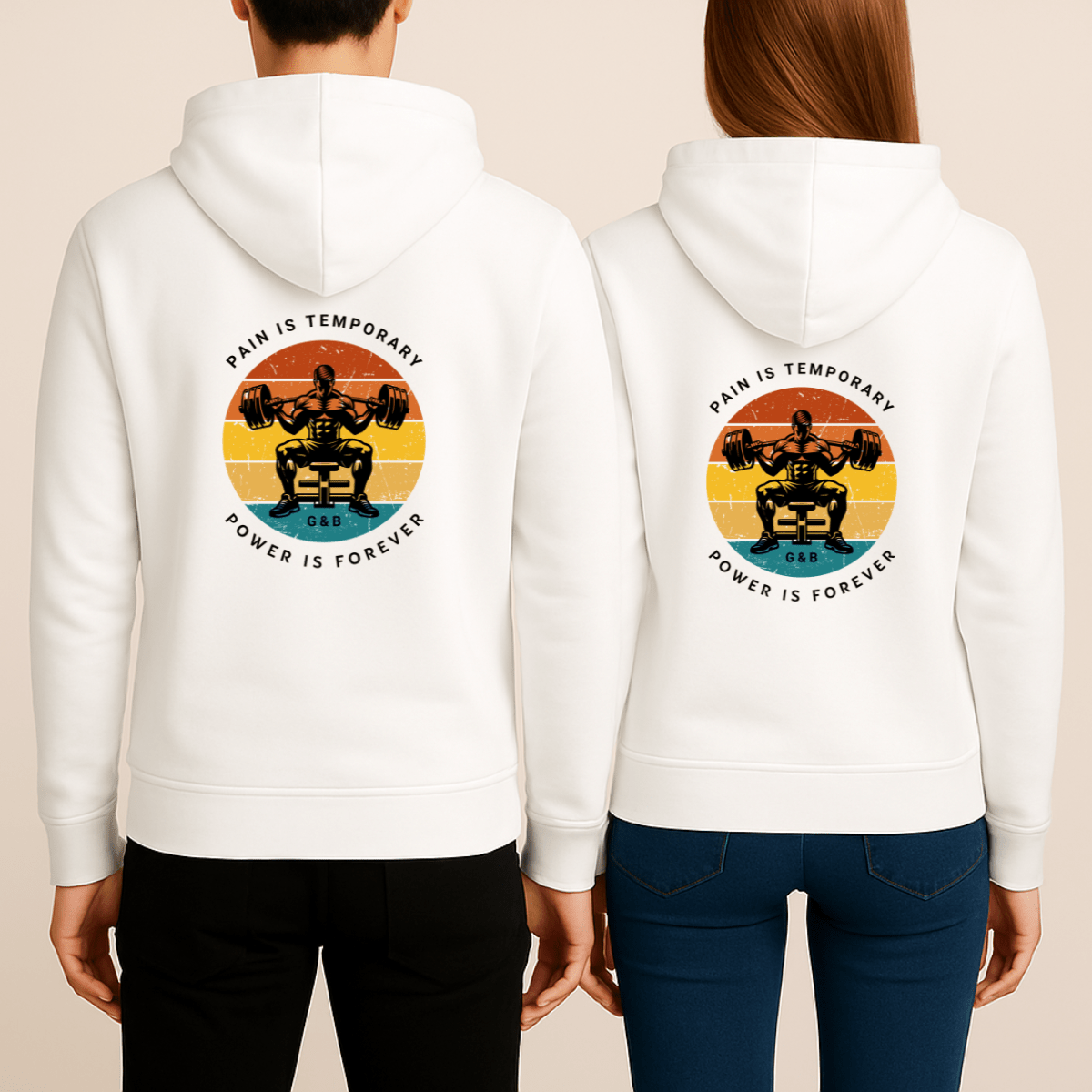 Unisex Φούτερ Pain Is Temporary, Power Is Forever Λευκό Unisex Φούτερ Pain Is Temporary, Power Is Forever