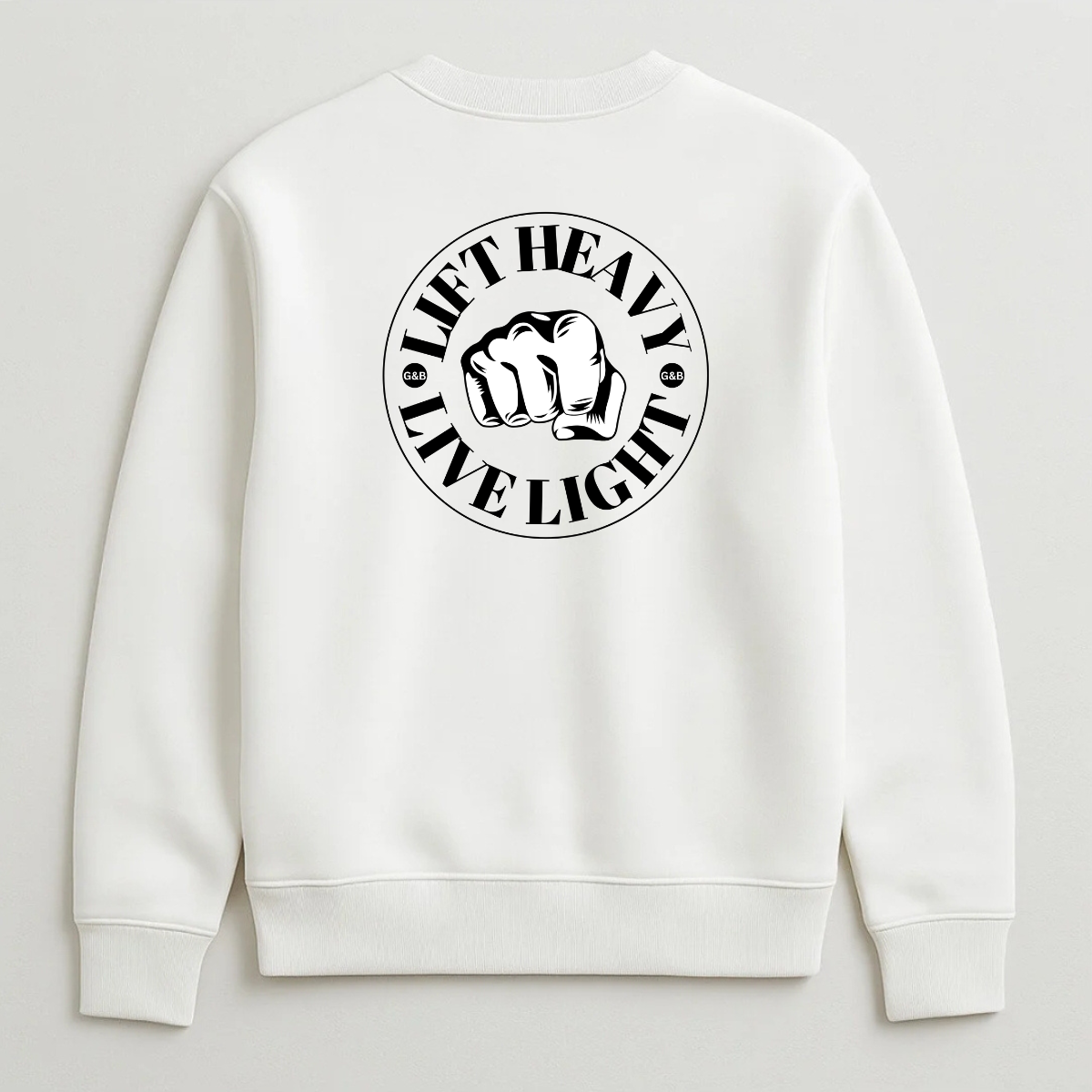 Unisex Φούτερ Χωρίς Κουκούλα “Lift Heavy Live Light” Λευκό Unisex Φούτερ Χωρίς Κουκούλα “Lift Heavy Live Light” Λευκό