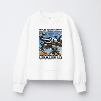 Παιδικό Φούτερ Χωρίς Κουκούλα Bombardino Crocodilo Λευκό