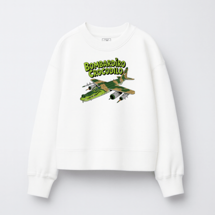 Παιδικό Φούτερ Χωρίς Κουκούλα “Crocodilo Bombardiro” Λευκό