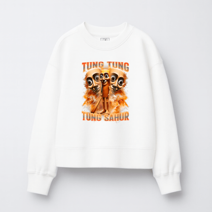 Παιδικό Φούτερ Χωρίς Κουκούλα Tung Tung Sahur Λευκό