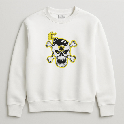 Φούτερ Χωρίς Κουκούλα AEK Κρανίο Λευκό