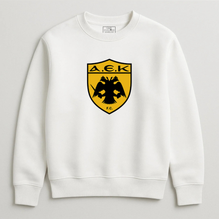 Φούτερ Χωρίς Κουκούλα AEK Λευκό