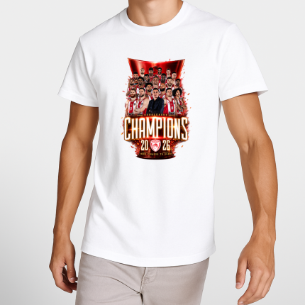 T-Shirt Ολυμπιακός Champions 2026 Λευκό