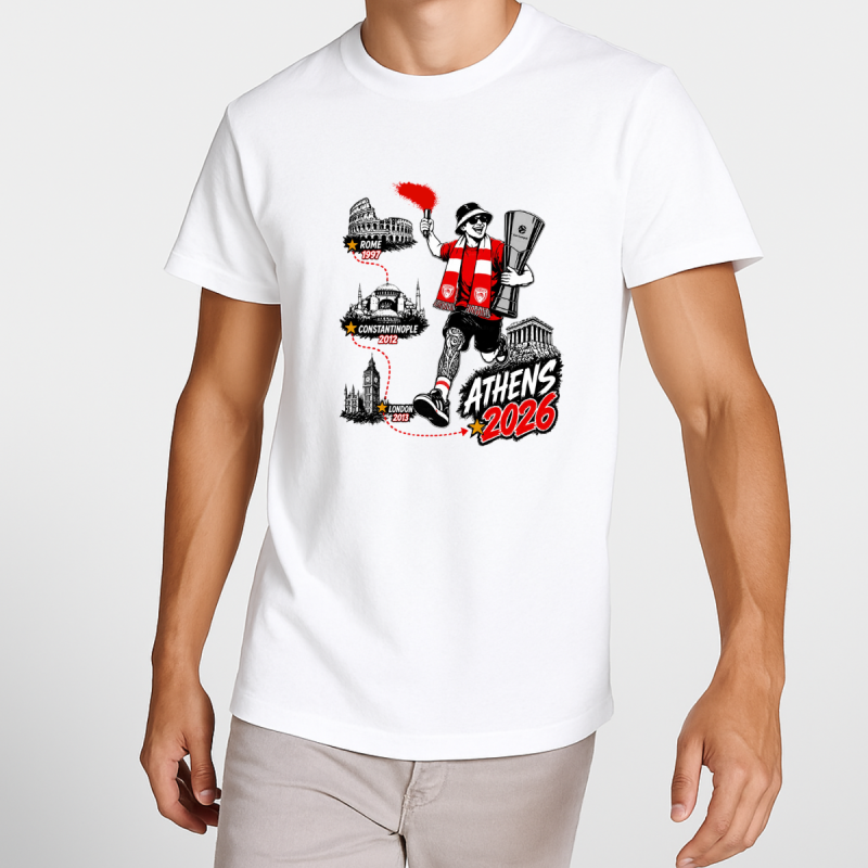 T-Shirt Ολυμπιακός Euroleague Champions 2026 Λευκό