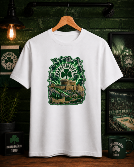 T-Shirt Παναθηναϊκός Ακρόπολη (Με εφέ κεντήματος) Λευκό