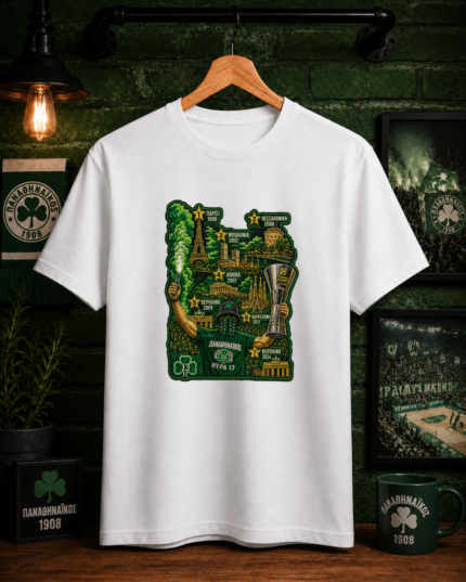 T-Shirt Παναθηναϊκός Από 1996 έως 2024 (Με εφέ κεντήματος) Λευκό