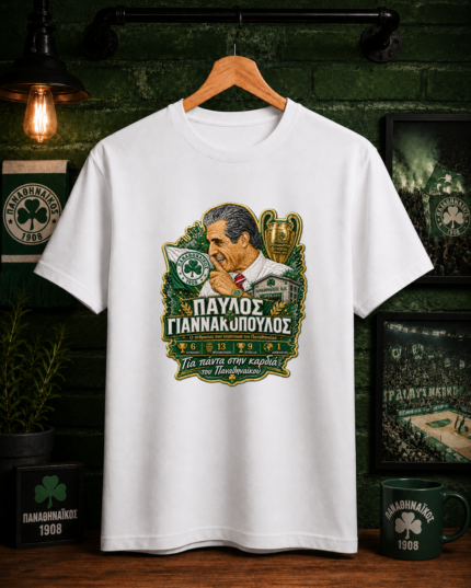 T-Shirt Παναθηναϊκός Παύλος Γιαννακόπουλος Legacy (Με εφέ κεντήματος) Λευκό