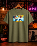 T-Shirt Anime Cat Fight Χακί