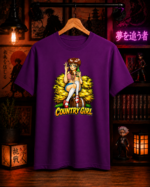T-Shirt Anime Country Girl Μωβ