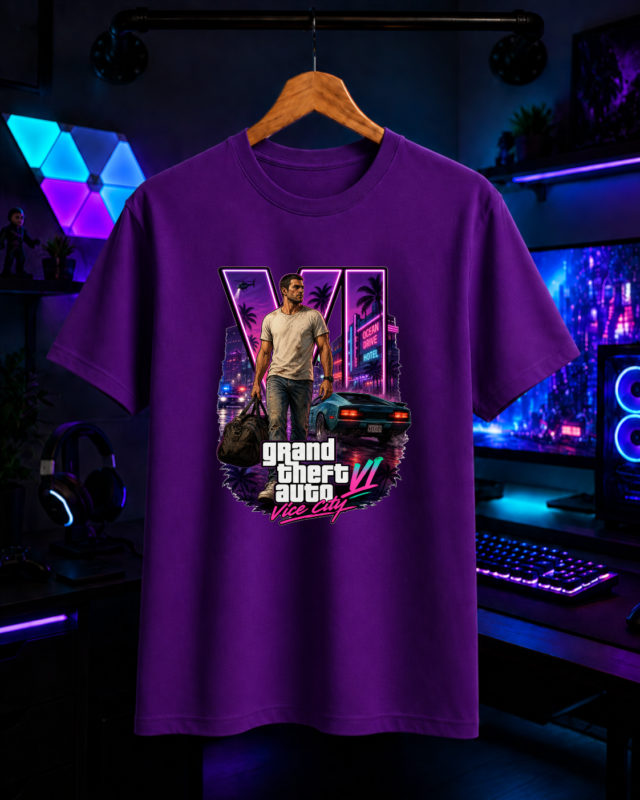 T-Shirt GTA 6 - Grand Theft Auto VI Μωβ