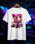 T-Shirt GTA VI Vice City Girl Λευκό