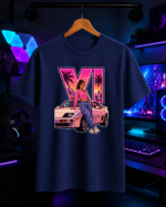 T-Shirt GTA VI Vice City Girl Μπλε