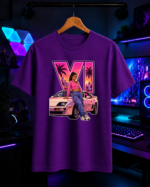 T-Shirt GTA VI Vice City Girl Μωβ