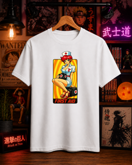 T-Shirt Anime First Aid Λευκό